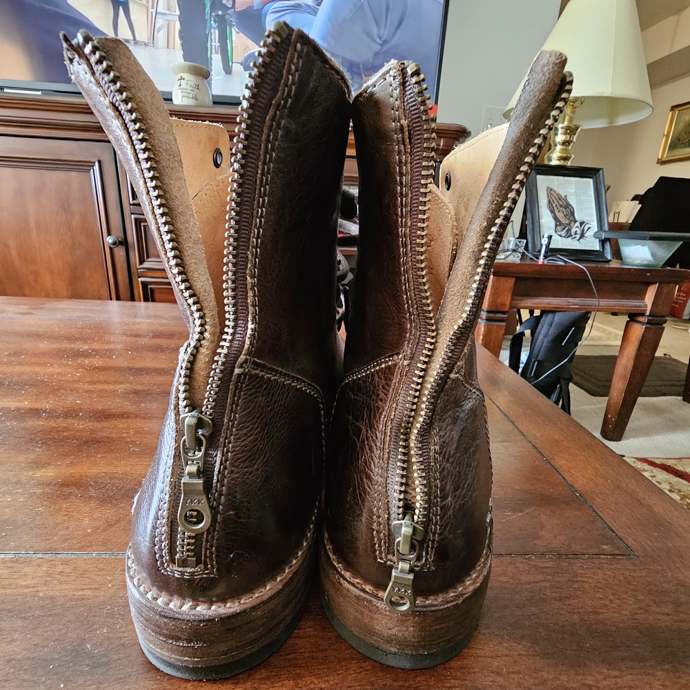 BED|STU Men's Black Leather Boots with Textured Sole - Picture 4 of 5